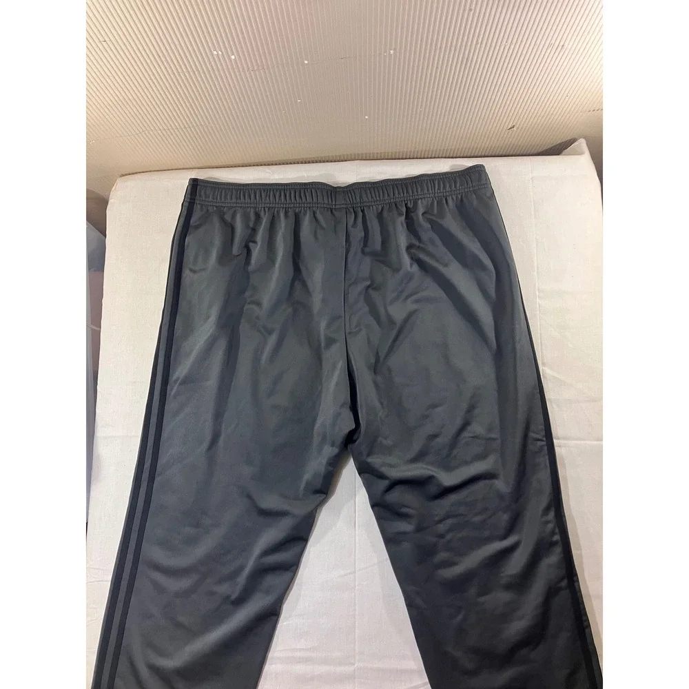 Adidas Mens Track Pants Joggers Gray Polyester Elastic Waist Drawstring Size 2XL